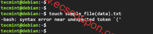 -bash syntax error near unexpected token ‘(‘ Error
