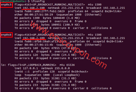 检查Ubuntu中的网络接口