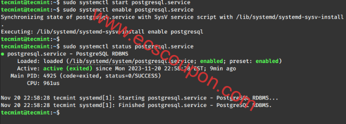检查PostgreSQL运行状态