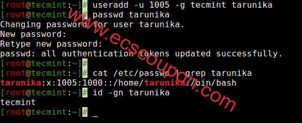 在Linux中创建具有组ID的用户