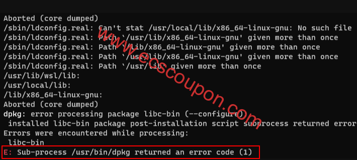 “Sub-process /usr/bin/dpkg returned an error code (1)”错误