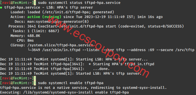 检查TFTP服务器