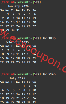 在Linux中显示日历