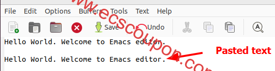 在Emacs中粘贴文本