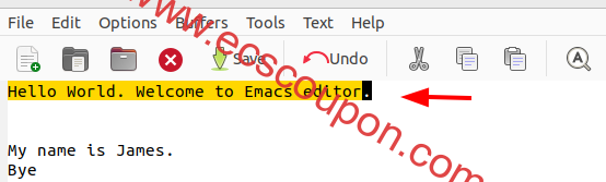 在Emacs中选择文本