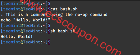 使用No-Op命令在Bash中添加注释