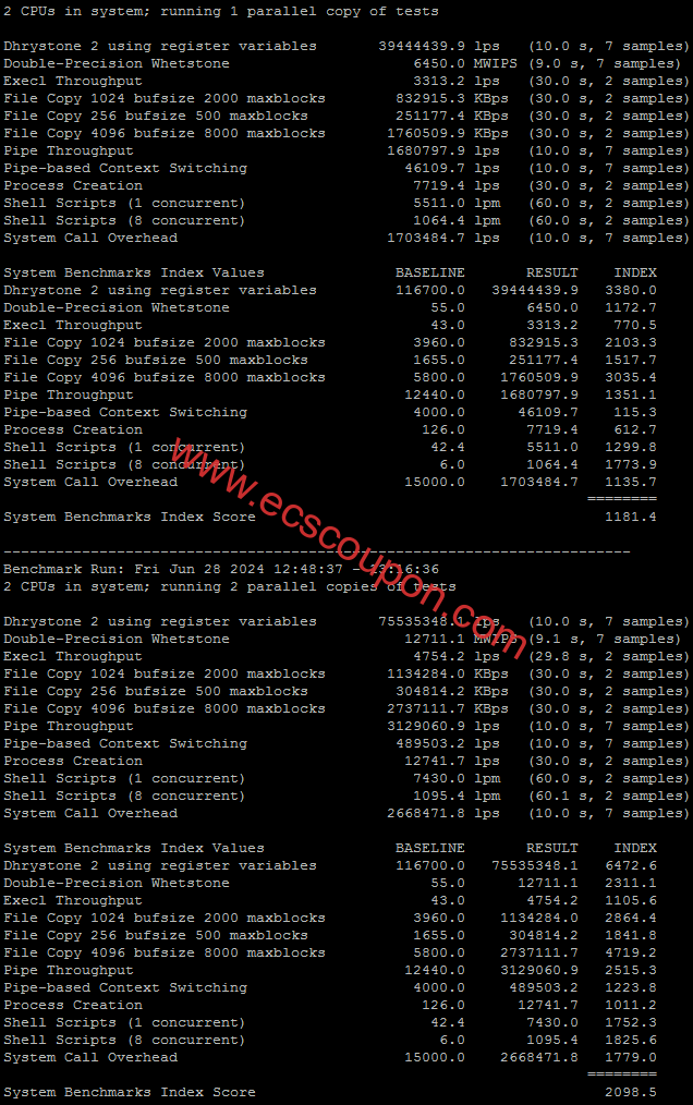 UnixBench跑分测试