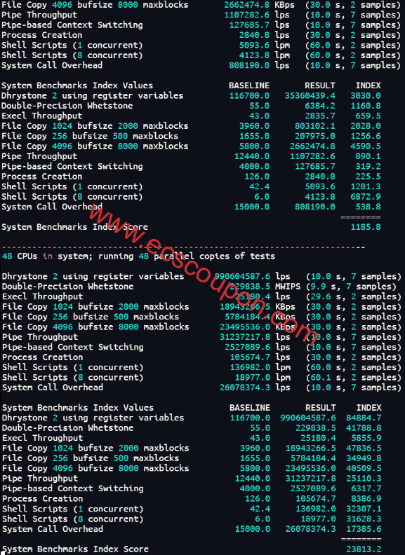 UnixBench综合跑分测试