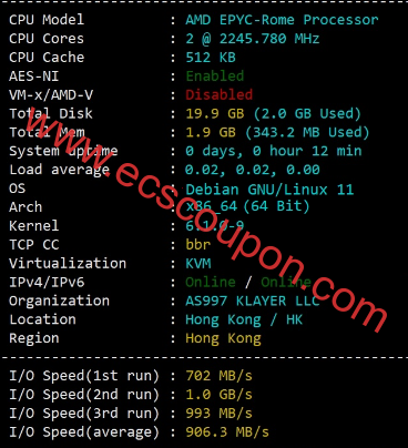 赤鱼网络香港VPS方案配置