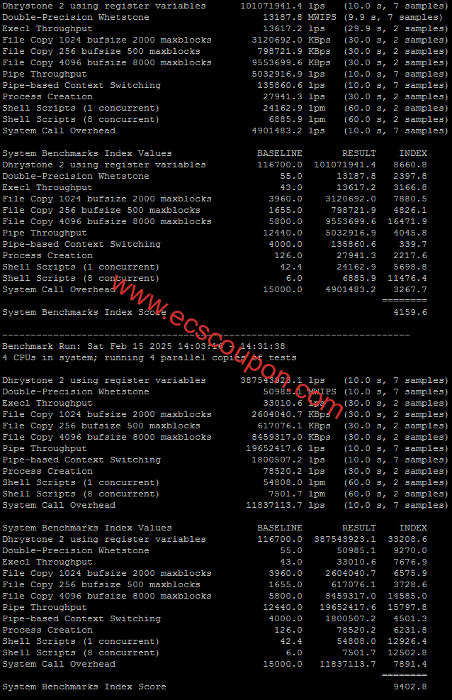 UnixBench跑分测试